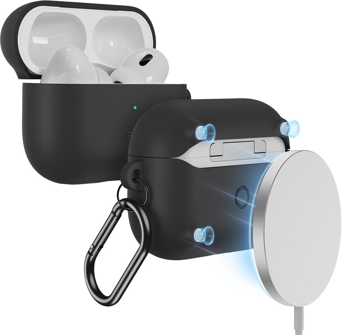 Hoes voor AirPods Pro 2 - Compatibel met 1e en 2e generatie - Magnetisch opladen, Zwart