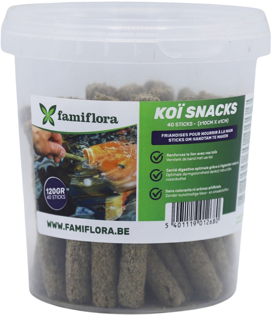 Koi Sticks 1L - Handtam voer - 40 sticks x 120g - Met rozenbottel - Natuurlijk & licht verteerbaar - 1 liter – ±40 sticks (120g) - Ideaal voor handtam maken - Met natuurlijke rozenbottel