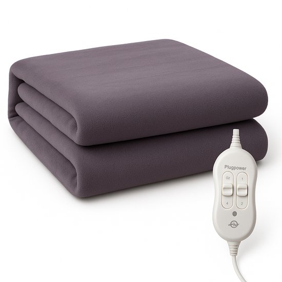 XXL Elektrische deken – Onderdeken – Tweepersoons – 180 x 200 cm - 2 temperatuurstanden – Fleece – Twee schakelaars – Grijs - Warmte deken 180x200