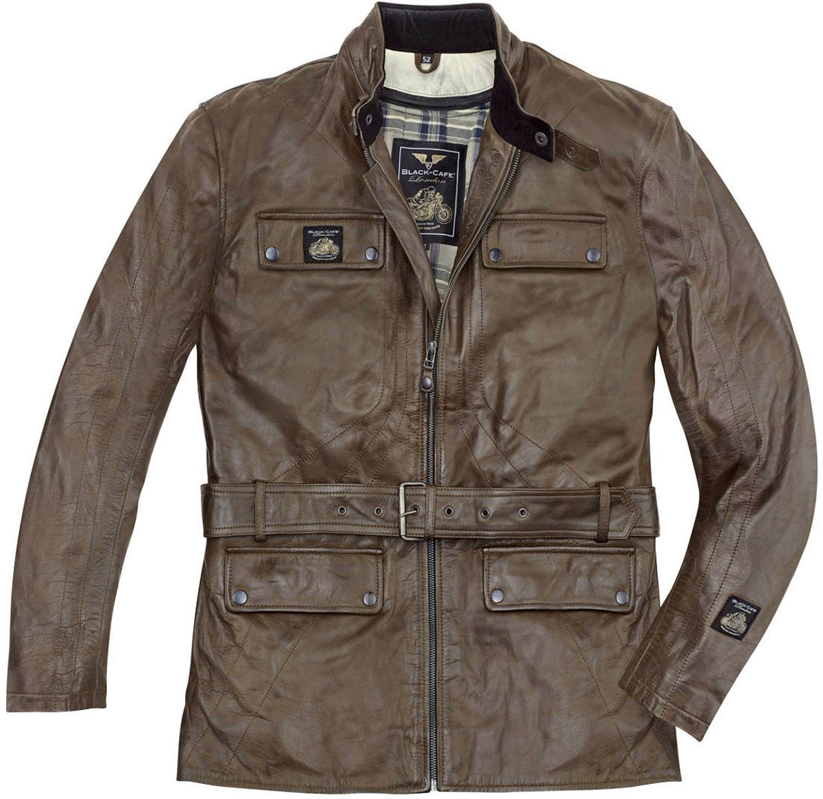 Black-Cafe London Kairo Bruin Leren Motorjas - Jas