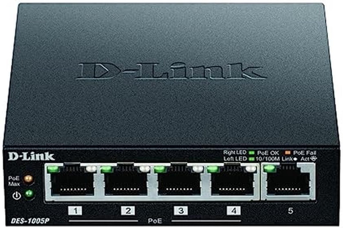 5-poorts Fast Ethernet PoE switch - Desktop netwerkswitch voor thuis en kantoor