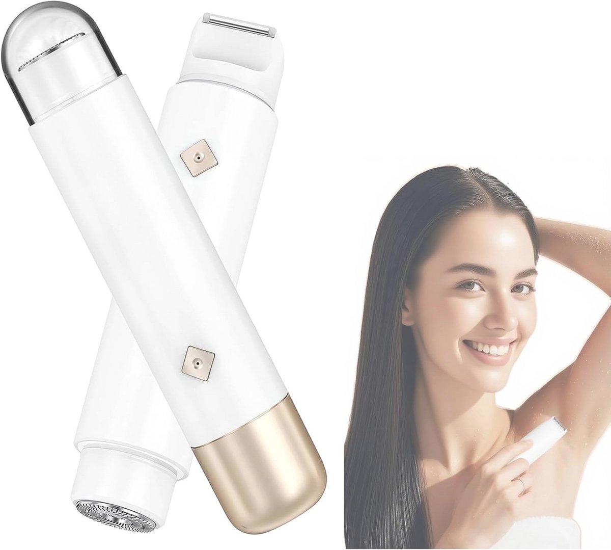 Waterdicht 2-in-1 Scheerapparaat voor Dames - Intieme Scheeroplossing voor Gezicht, Benen, Armen en Bikinizone