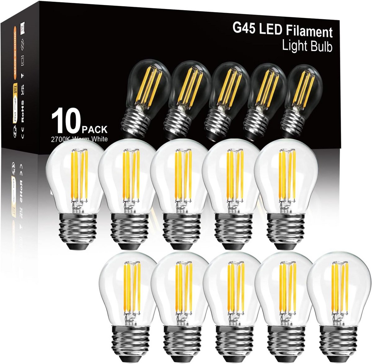 Dimbare LED Lampen E27 Kleine Golfbal 6W Warm Wit Set van 10