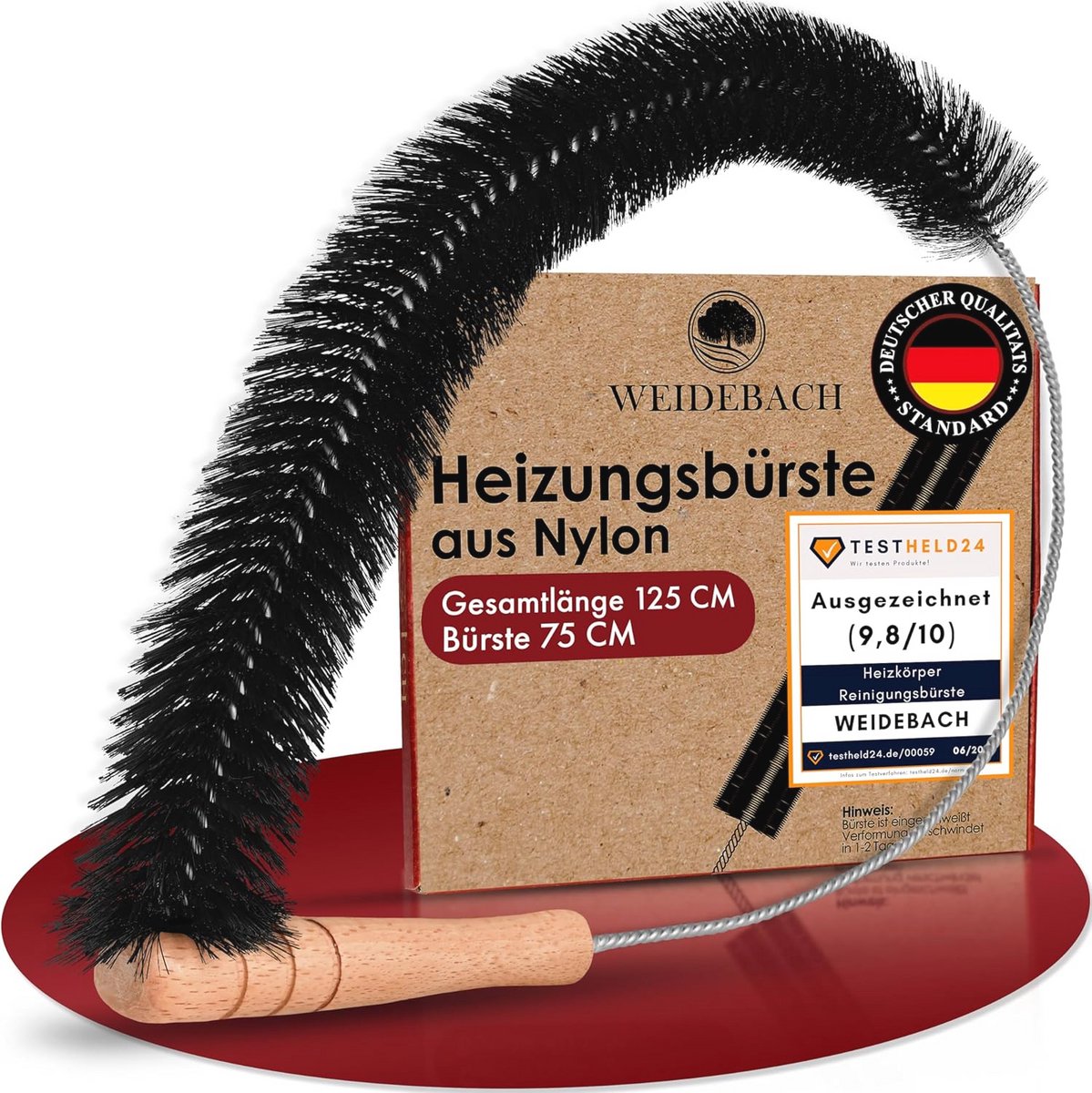 Radiatorborstel van 125 cm met Flexibele Nylon Borstel voor Hoeken en Krappe Ruimtes