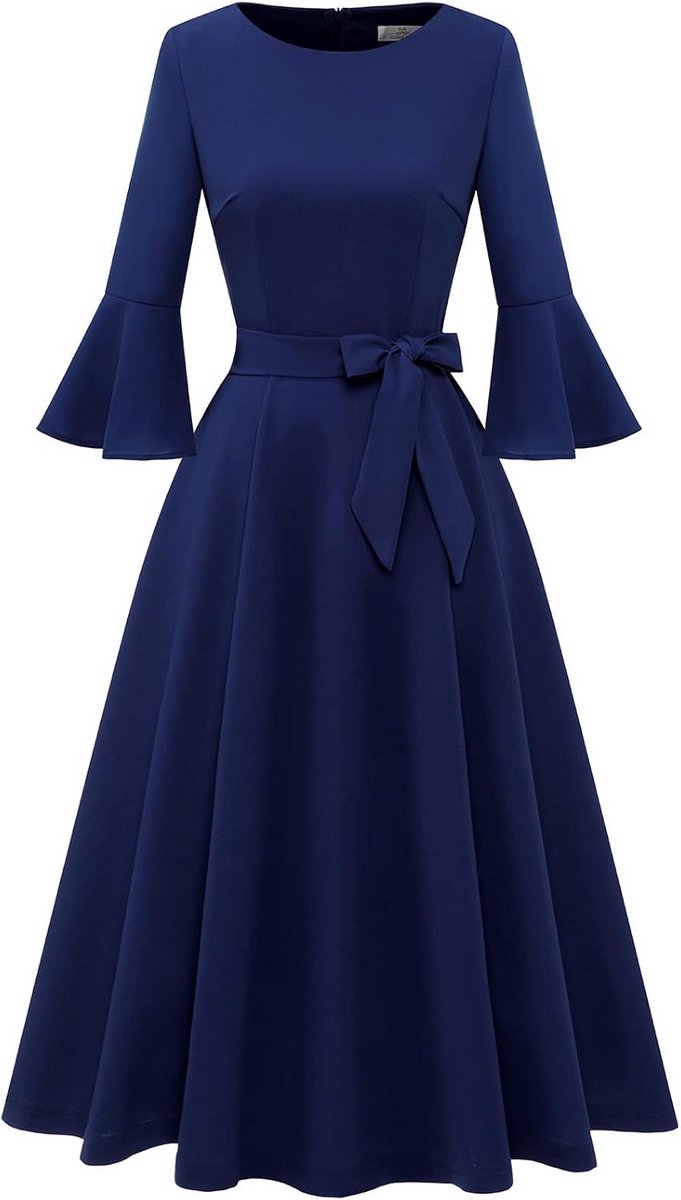 Elegante fluwelen midi-jurk met lange mouwen voor formele gelegenheden en bruiloftsgasten