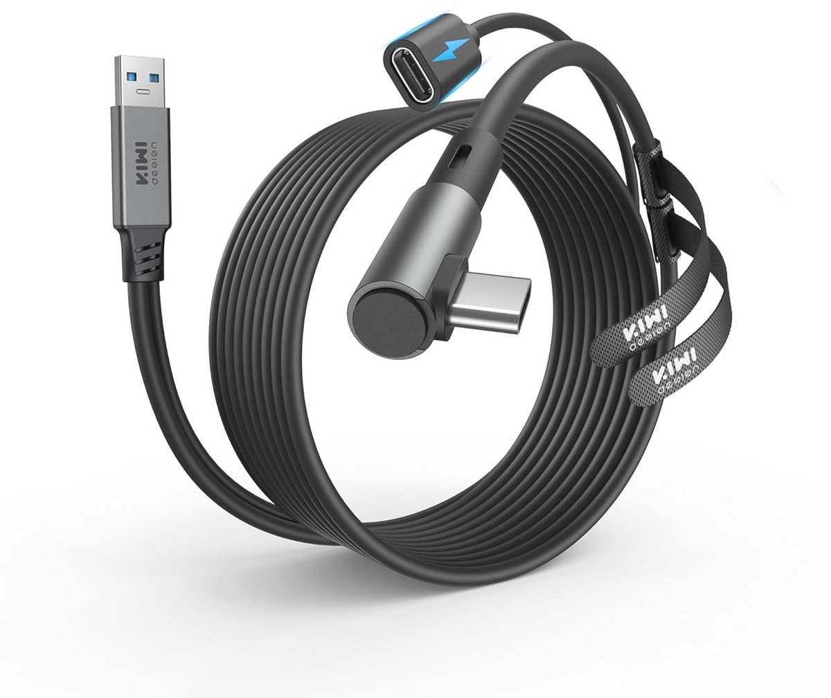 Linkkabel voor VR-headsets met Oplaadfunctie - 5m - Compatibel met Meta Quest 3S/3/2, Pico 4 en PC/SteamVR - USB C linkkabel met 5Gbps Snelheid voor Langdurig Gamelen