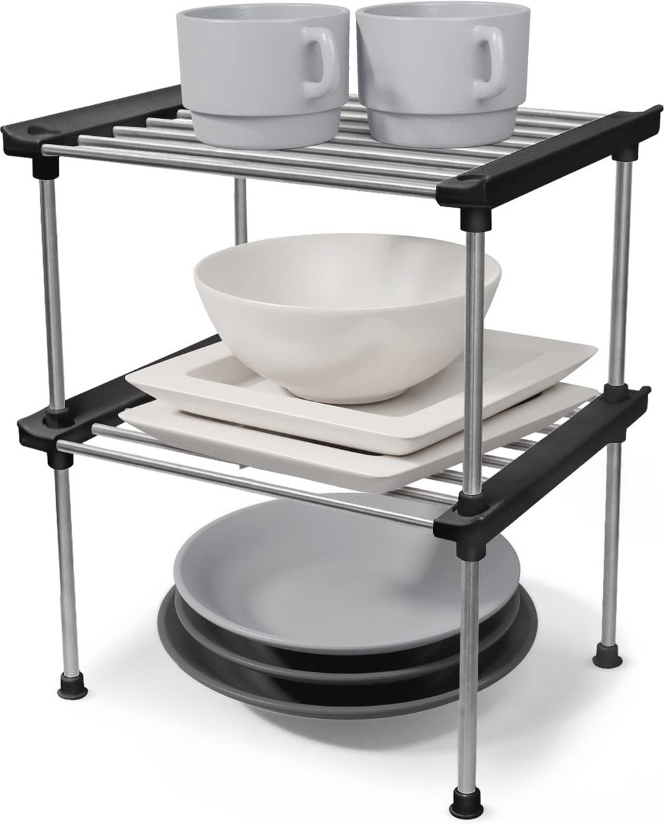 Kast Organizer Planken Set van 2 - Stapelbare Keuken Planken voor Optimaal Opslag
