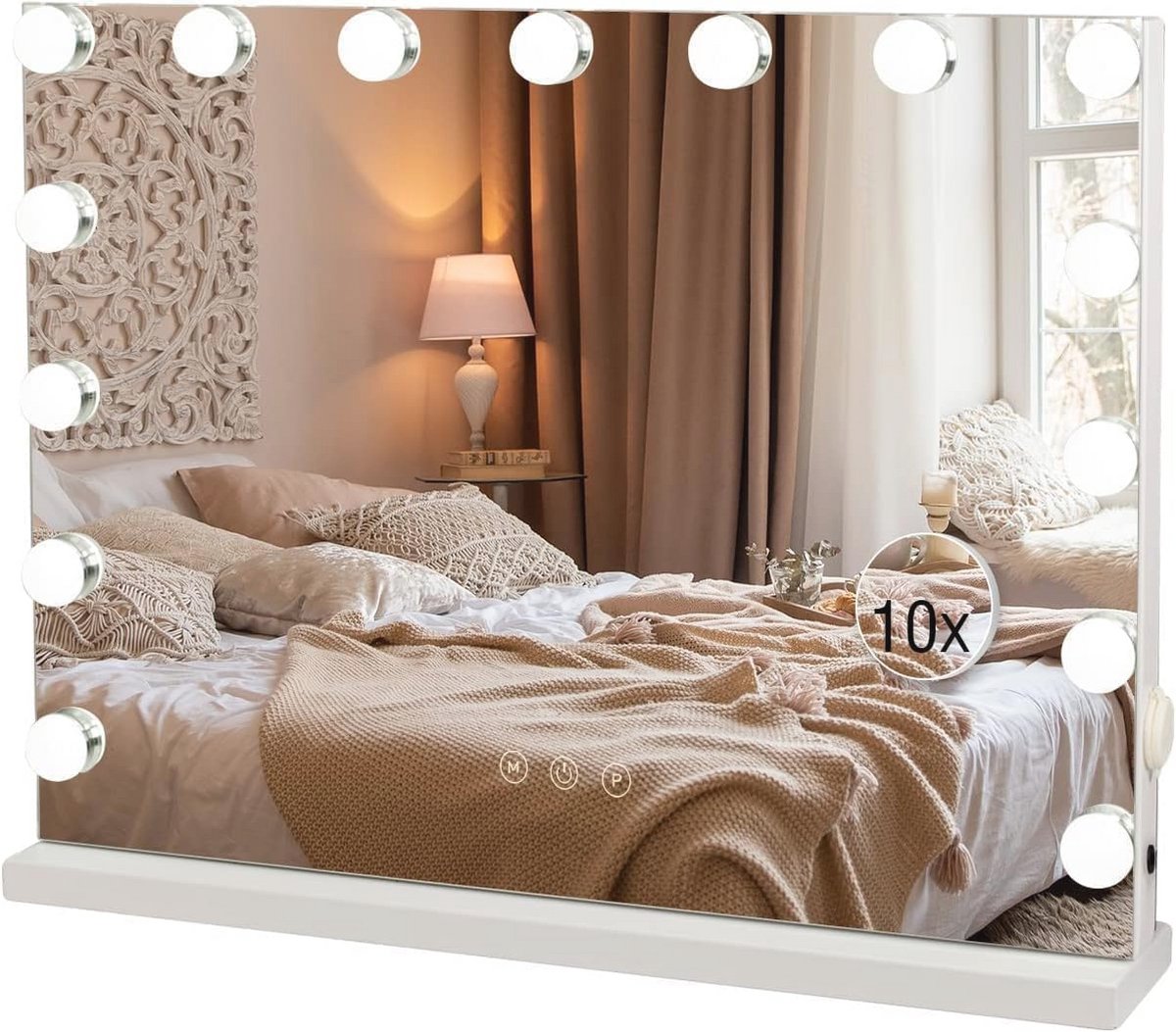 Hollywood Make-upspiegel met Dimbare LED Verlichting en 10x Vergroting