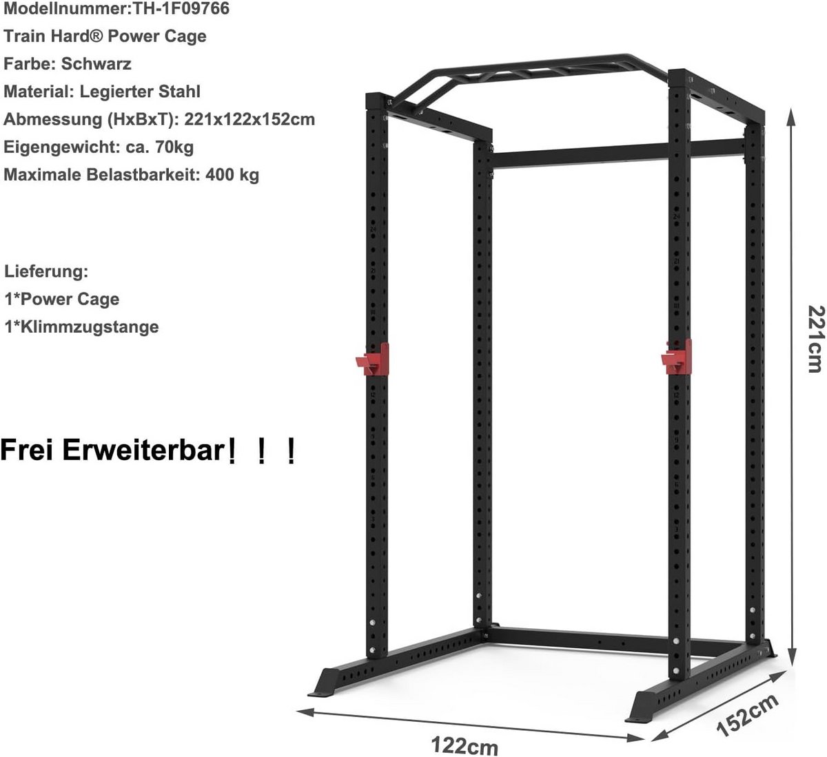 Compleet Power Rack Krachtstation met Smith Machine, Halterbank en Beenpers - Multifunctioneel Fitnessapparaat thumbnail 5