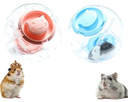 2 stuks - Hamsterloopbal - Transparante rolbal hamsterbenodigdheden - 14 cm - Hamsterloopbal - Blauw + Roze - Hamsterbal - Duurzame hamsterloopbal