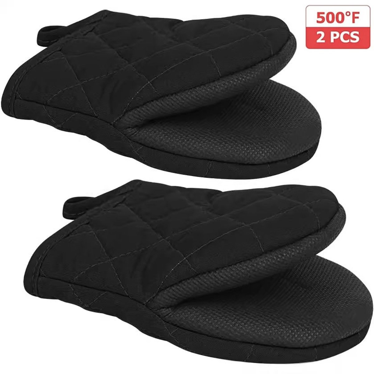 1 Paar Zwarte Siliconen Ovenwanten Hittebestendig 500°C Met Antislip Grip Comfortabele Voering En Ophanglus Veilig Voor Oven BBQ Bakken En Koken