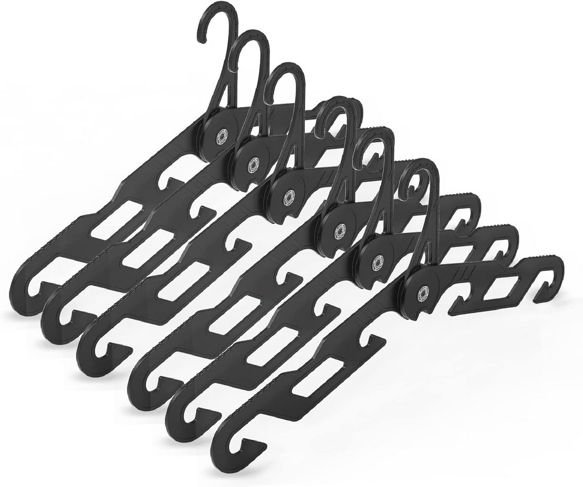 Premium draagbare opvouwbare reishanger voor kleding - Set van 6 stuks (Zwart)
