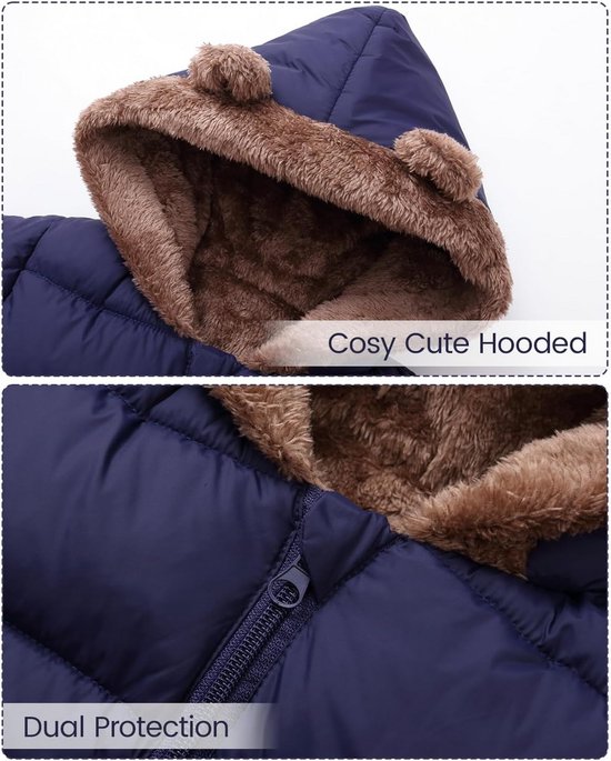Warm Baby Sneeuwpak Winter Overall Fleece Gevoerd Romper 6-24 Maanden — afbeelding 4