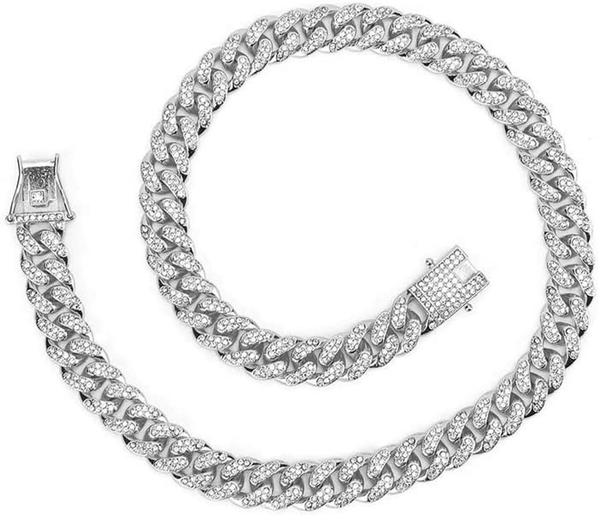 Luxe Schakelarmband Heren Verguld of Verzilverd met Glinsterende Steentjes