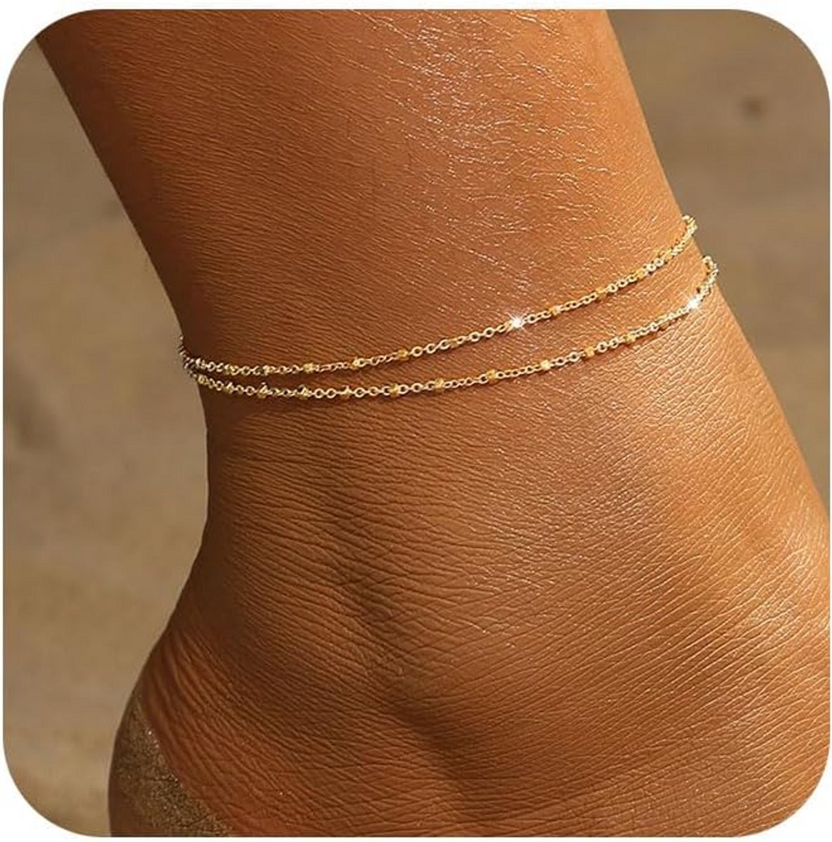Luxe 14K Goudkleurig Enkelbandje voor Dames - Verstelbaar en Waterbestendig