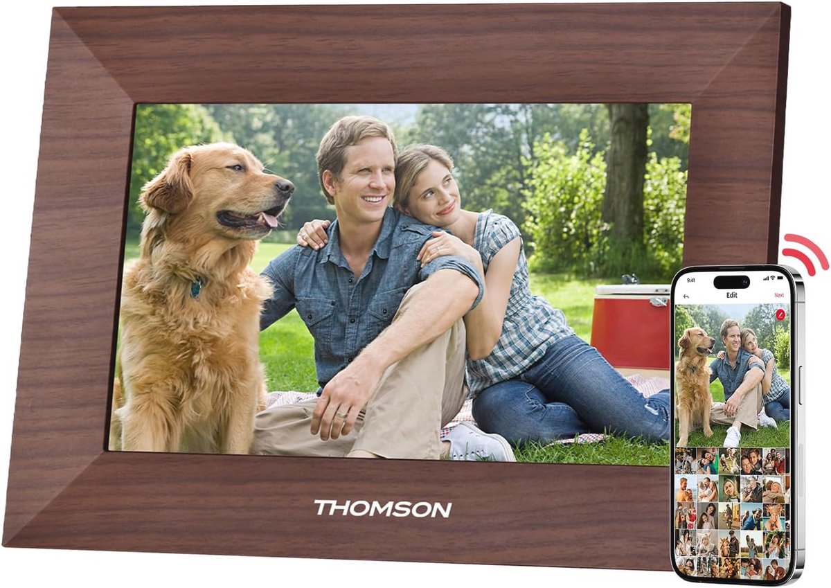 Digitale fotolijst 7 inch met WiFi, 32 GB geheugen, touchscreen voor muziek, foto's en video's