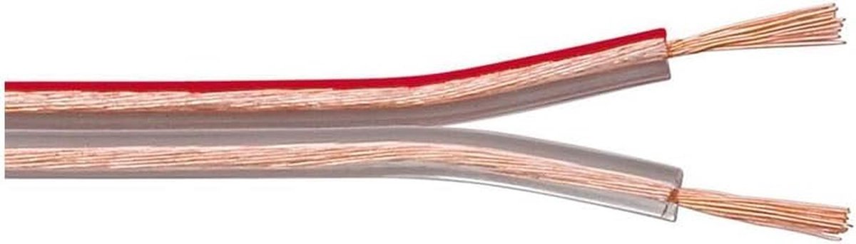 Luidsprekerkabel 2 x 0,5 mm² koperen strengen per meter - Transparante audiokabel voor subwoofer - 25 meter