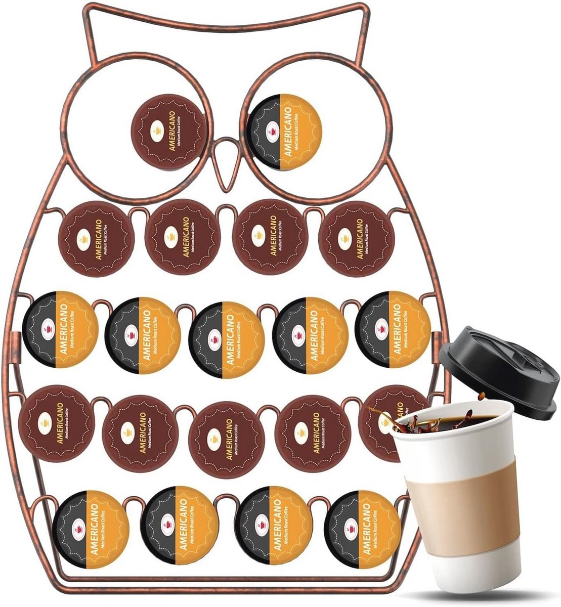 Creatieve Uilvorm Koffiecapsule Houder voor 20 Koffiecapsules - Unieke Organizer Rack