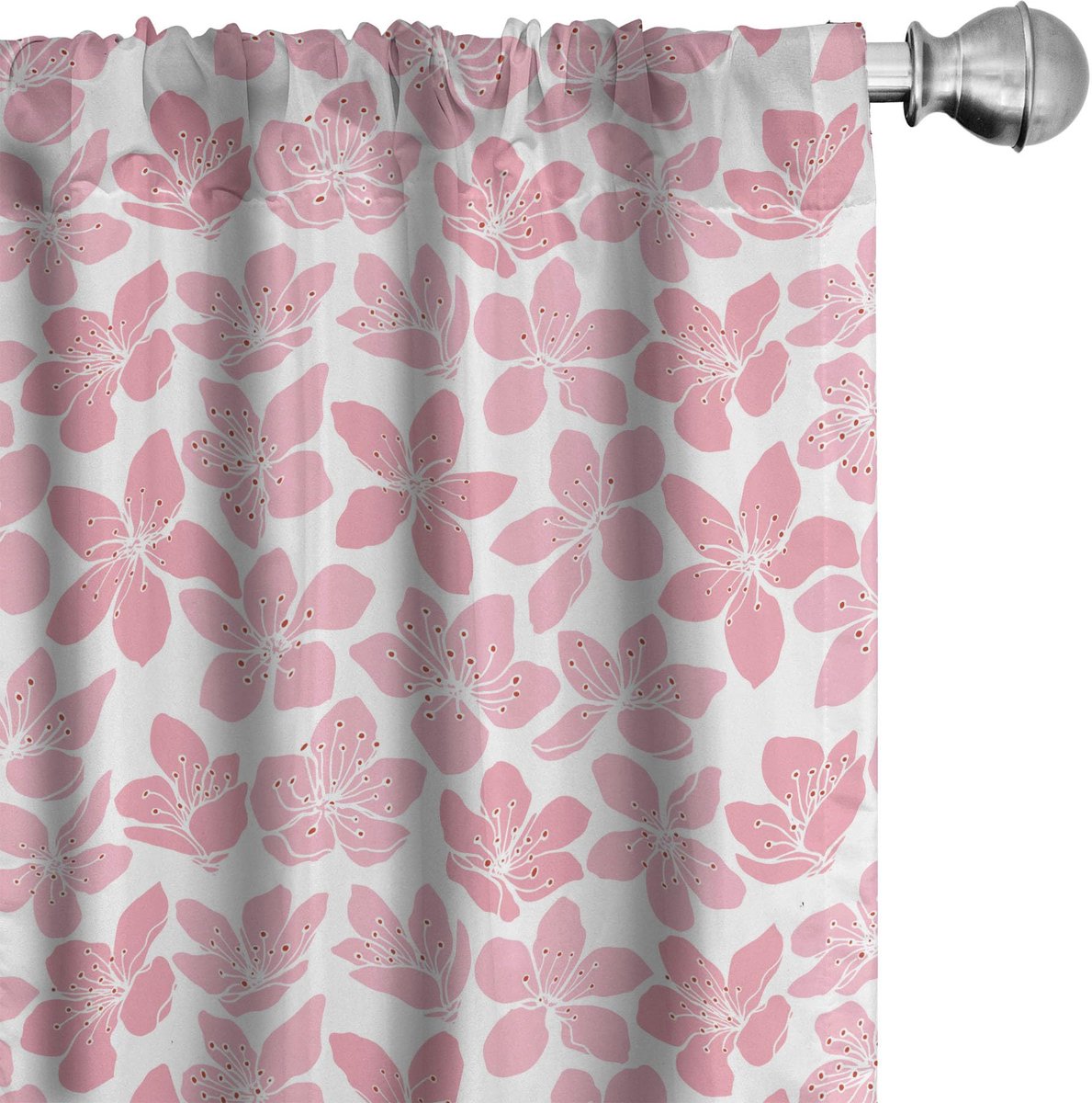 ABAKUHAUS Kirschblüte Gordijnen – 2x75x225 cm, Mikrofaser Roze