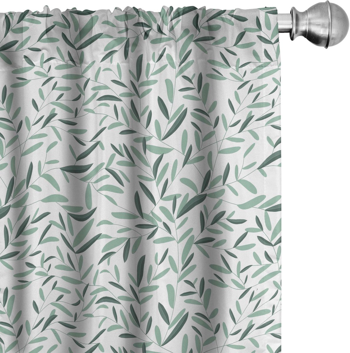 ABAKUHAUS Salbei Gordijnen – 2x75x245 cm – Reseda Groen-Wit Reseda Groen Wit