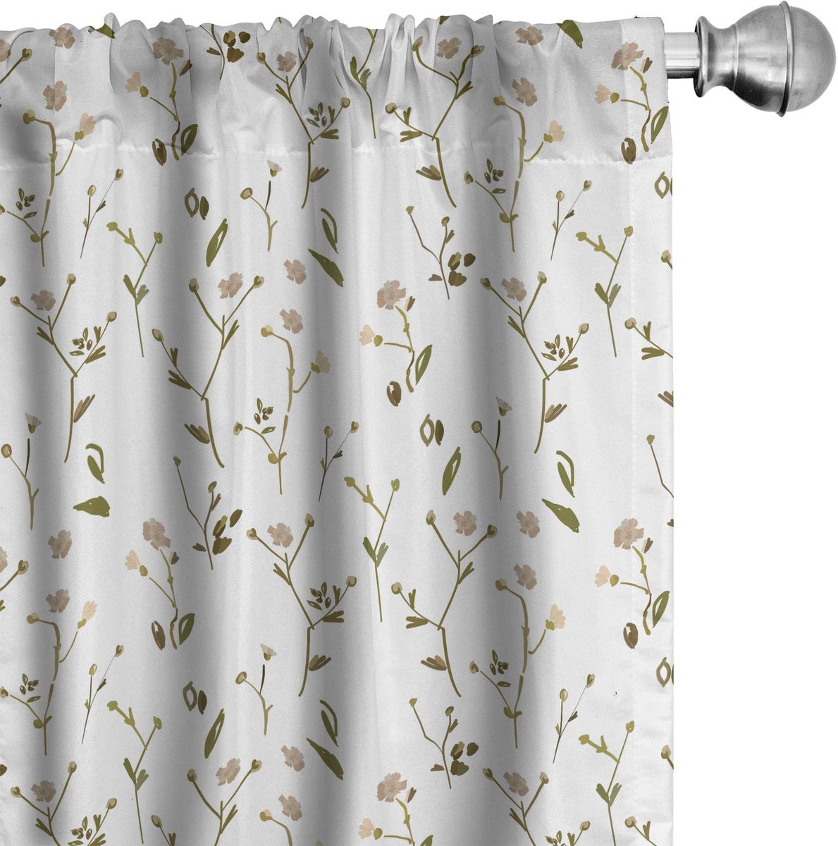 ABAKUHAUS Bloemen Gordijnen – Weidebloemen – 2x75x175 cm – Wit