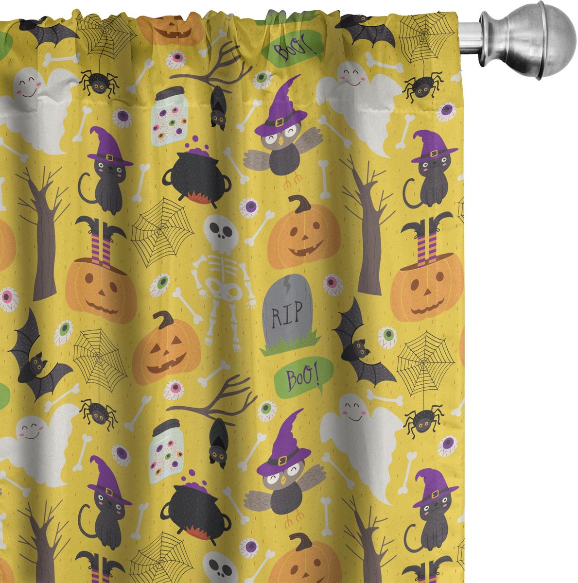 ABAKUHAUS Spookgordijnen – 2x75x225 cm – Halloween Mehrfarbig