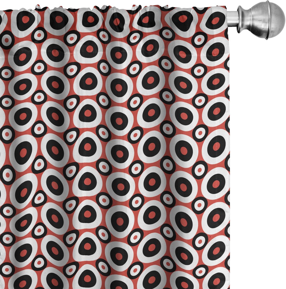 ABAKUHAUS Voorhangen – Microvezel – Retro Concentric – 2x75x175 Zinnoberrot