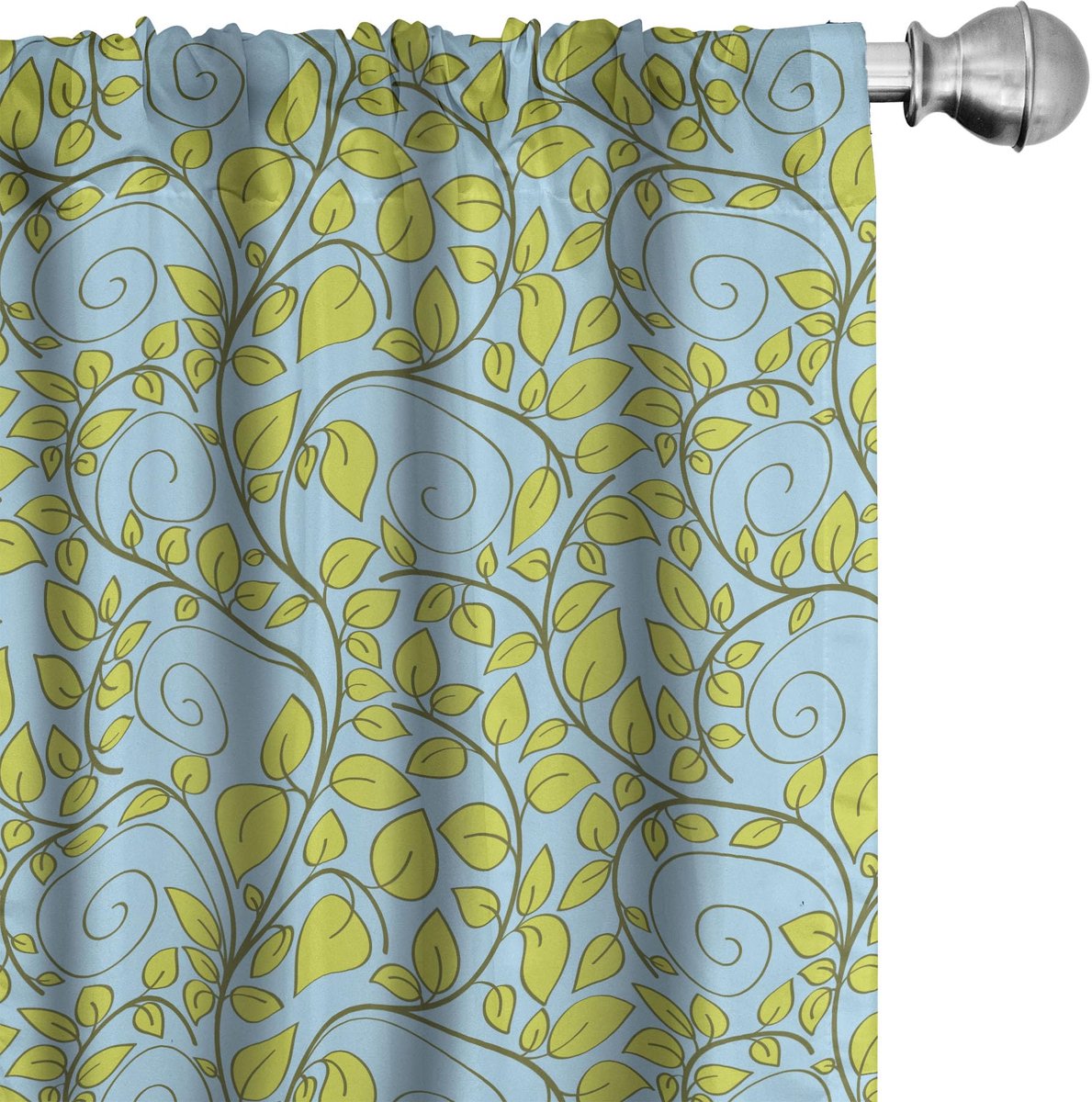 ABAKUHAUS Gordijnen met bladeren 2-delige set 75x245 cm – Microvezel Blauw