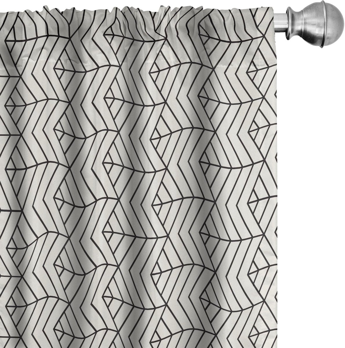 ABAKUHAUS Geometrische Gordijnen – 2x75x175 cm – Microvezel – Beige/Koksgrauw Beige Koksgraue