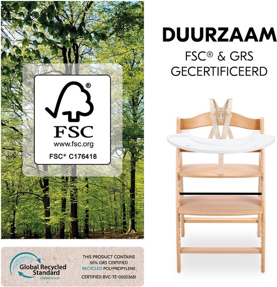 hauck Arketa N Play Set - chaise haute pour enfant - certifiée FSC® - Natural