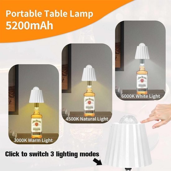 Oplaadbare Led-flessenlamp met Projector en Sterrenhemel - Dimbare USB-C Verlichting voor Fles, Tafel en Buiten — afbeelding 4