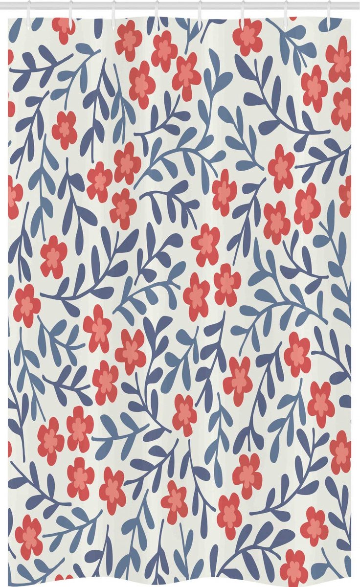 ABAKUHAUS Douchegordijn – Stal 43870 120x180 cm – Cadetblauw Koraal Crème