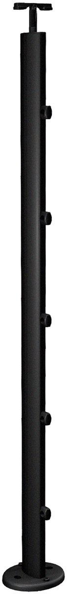 Kordo - Balustradepaal voor vlakke montage - Prestio - Zwart aluminium