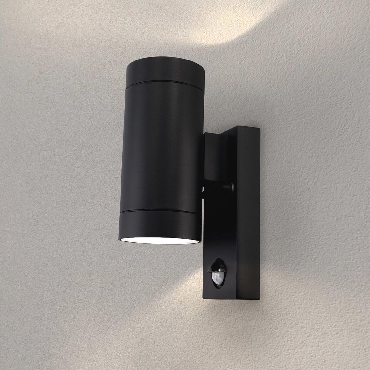 LED Wandlamp met Bewegingssensor, GU10 Fitting, IP54, Zwart, Buit verlichting voor Tuin
