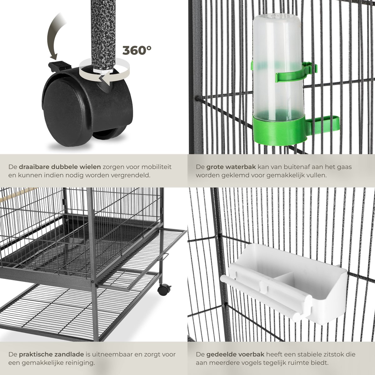 tectake Vogelkooi - Vogelkooien voor Binnen - 78 x 52 x 131 cm thumbnail 6