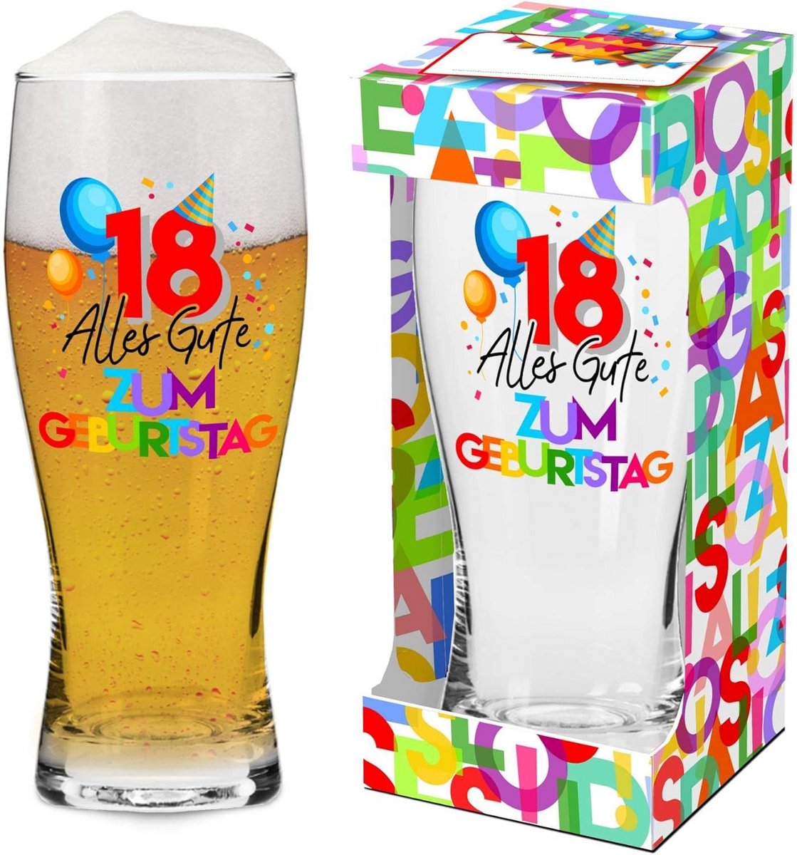 Bierglas 0,5 l voor 18e verjaardag - origineel cadeau voor mannen