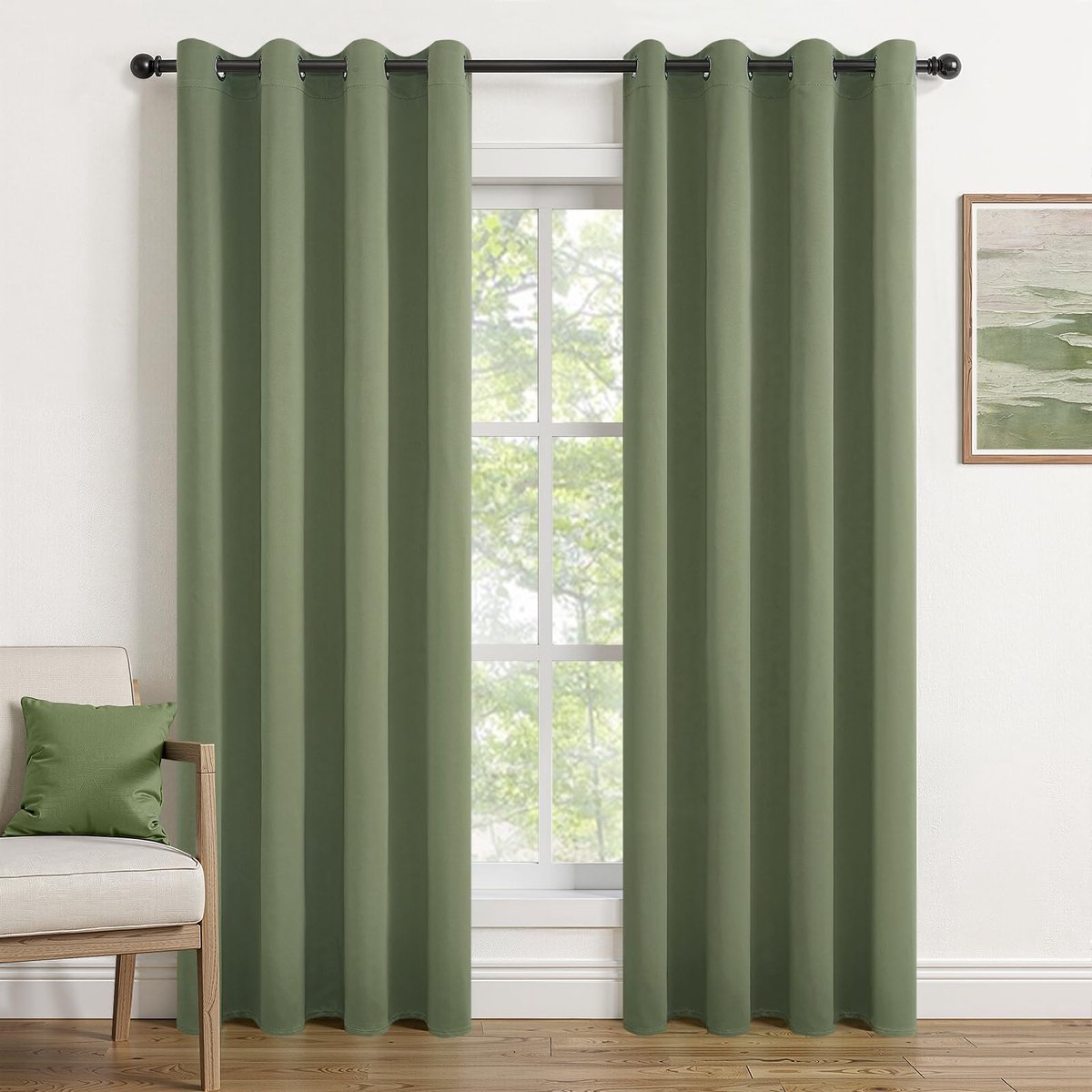Unyqoos Verduisterende schuifgordijnen met ringen in beige voor woonkamer en eetkamer grijs groen