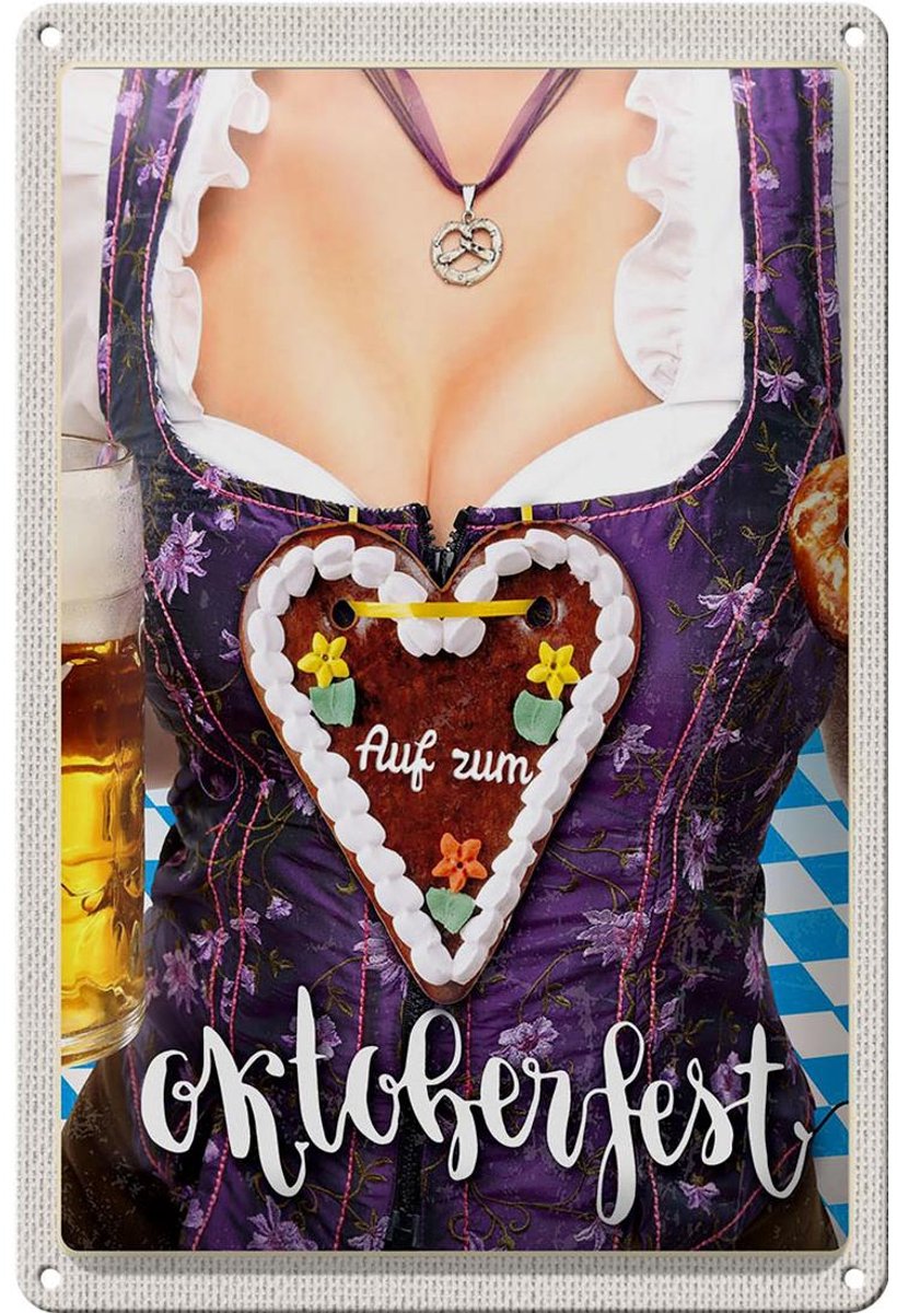 Blechschild Reise 20x30cm Oktoberfest München Dirndl Brezel
