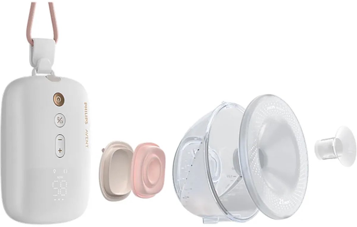 Philips Avent dubbele borstkolfset, zonder motorunit, eenvoudig te reinigen en in elkaar te zetten, 2 flessen, 2 afsluitschijven en 2 schroefringen voor het bewaren van melk, model SCF335/12