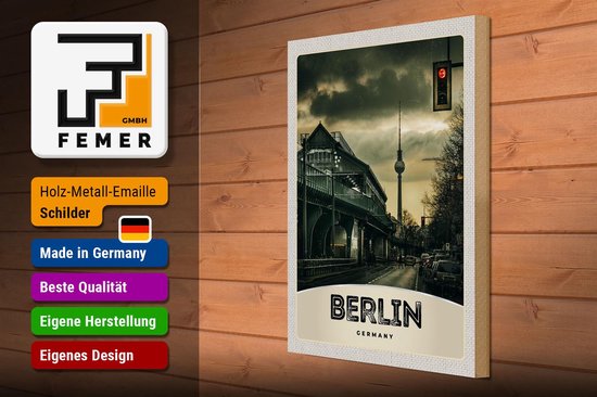 Holzschild Reise 30x40cm Berlin Deutschland Fernsehturm 90er