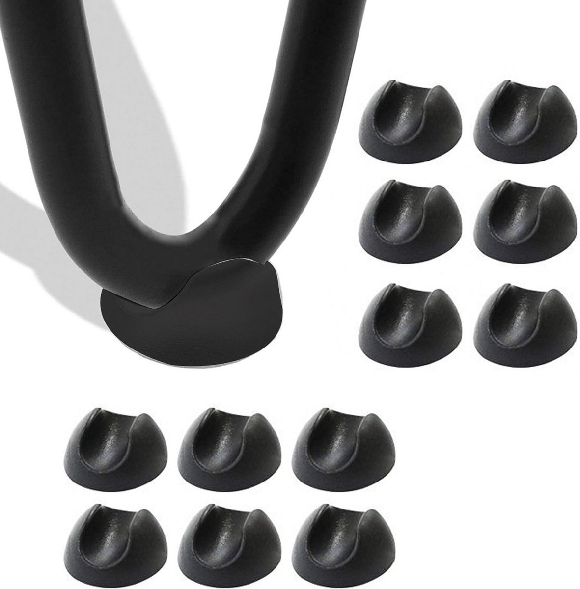 Vloerbeschermers voor Meubelpoot - Geschikt voor 3/8" en 1/2", 4-stuks Rubber Caps voor Tafel, Stoel, Bank en Bureau, Siliconen Beschermende Punt, Verkrijgbaar in Zwart, Grijs, Transparant (12-PACK ZWART)