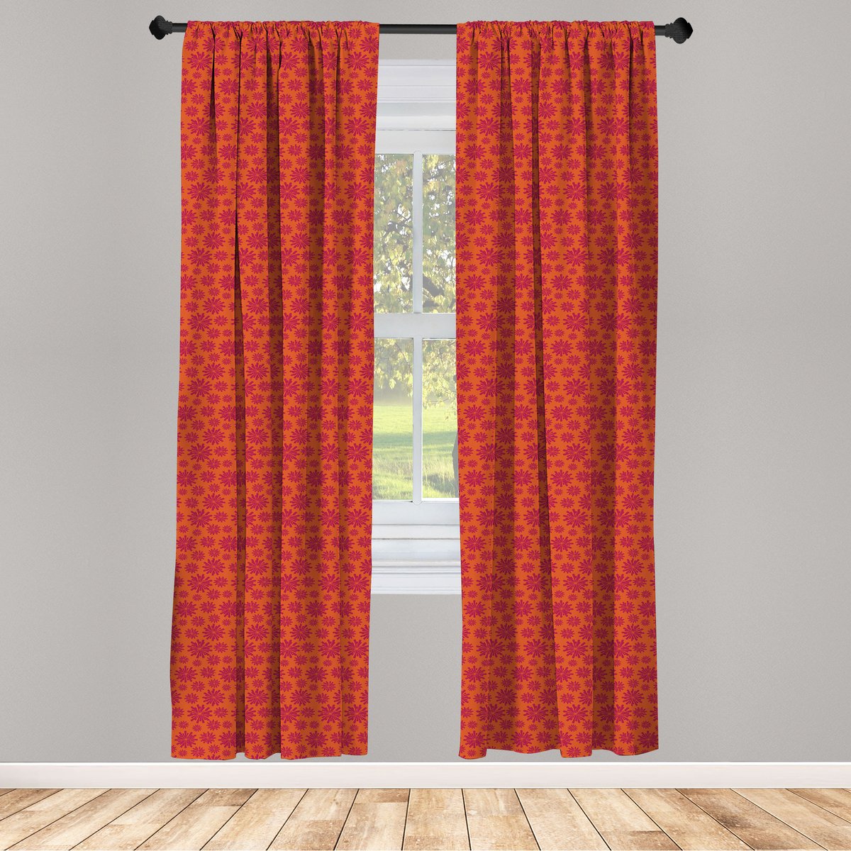 ABAKUHAUS Moderne Gordijnen – 2-delige set 75x245 cm – scharlakenrood/kastanjebruin