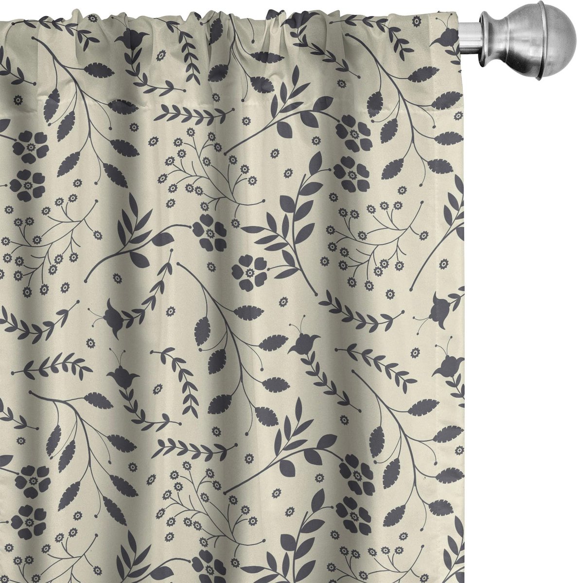ABAKUHAUS Blooming Voorhangen – 2x75x225 cm – Microfaser, Halfdonker, Stangentasche 6,5 cm – Koksgrauw Lichtgroen Koksgraue Hellgrün