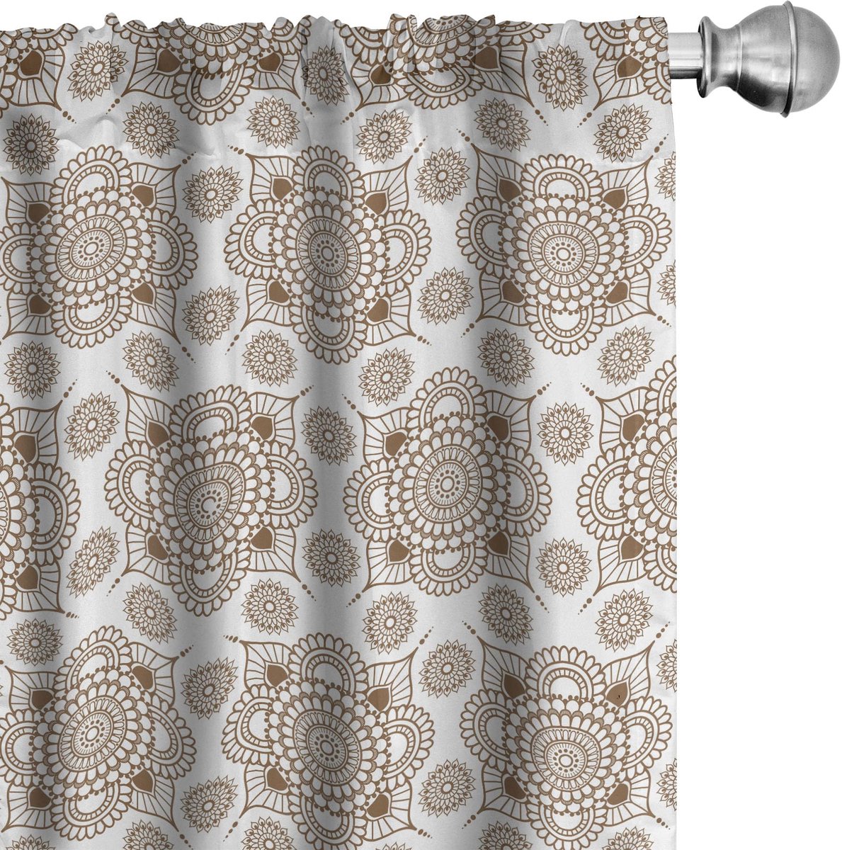 ABAKUHAUS Oriëntaalse Marokkaanse Mosaiek – 2x Voorhangpaneel 75x225 cm – Mikrofaser – Umber en Wit