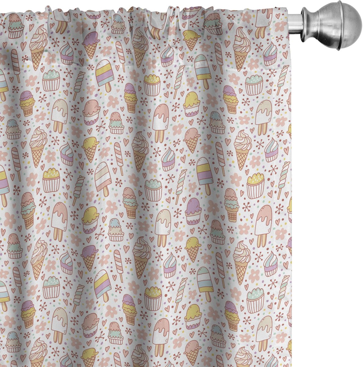 ABAKUHAUS EIS – 2x75x225 cm Gordijnen – Microvezel – Halfdonkerend – Roze Perzik-Mosterd