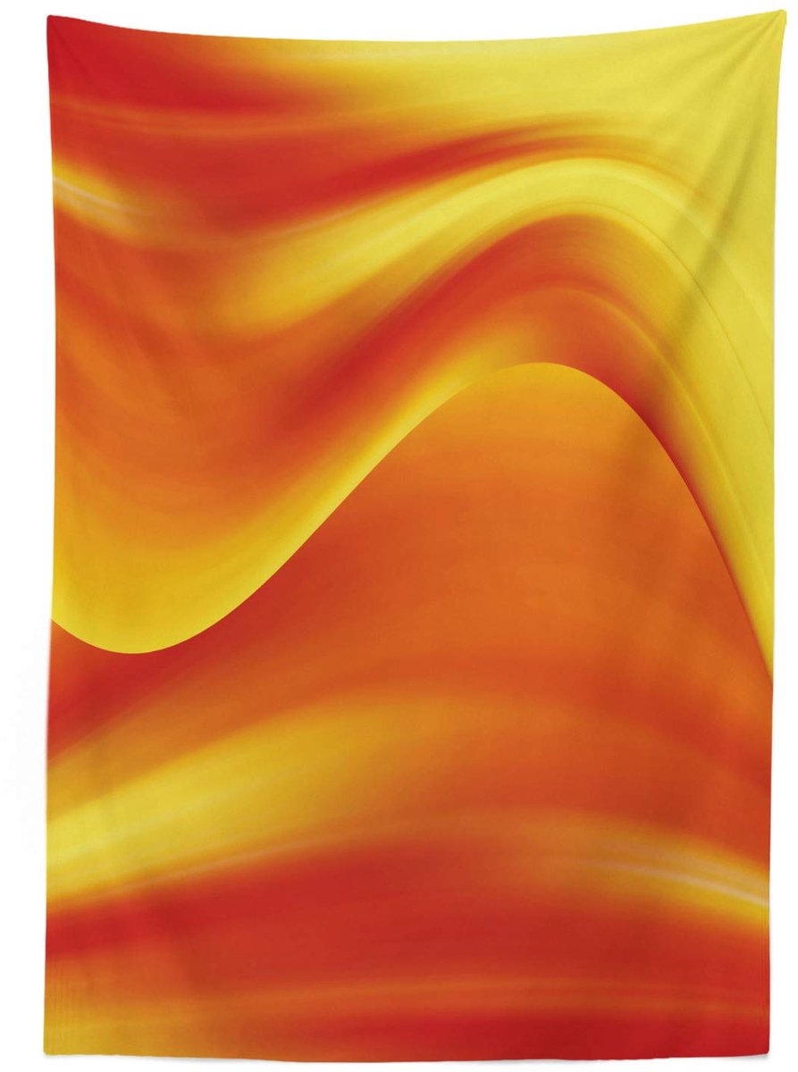 ABAKUHAUS Tafelkleed 140×240 cm – Verbrand Oranje Satijn, Digitale Golven