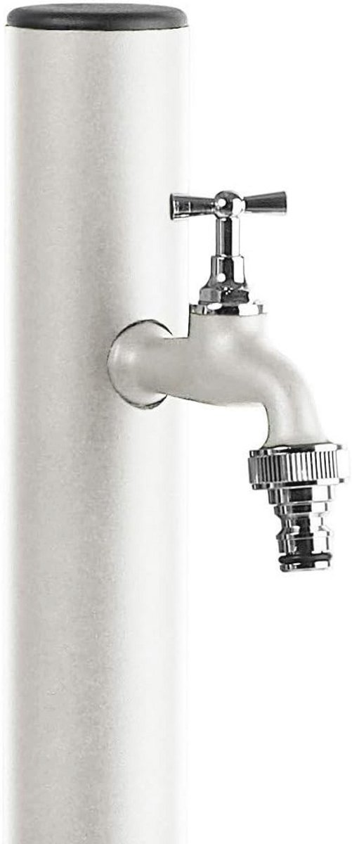 Witte Tuinwaterkolom met Houder voor Kraan - Elegante Wateroplossing voor je Tuin
