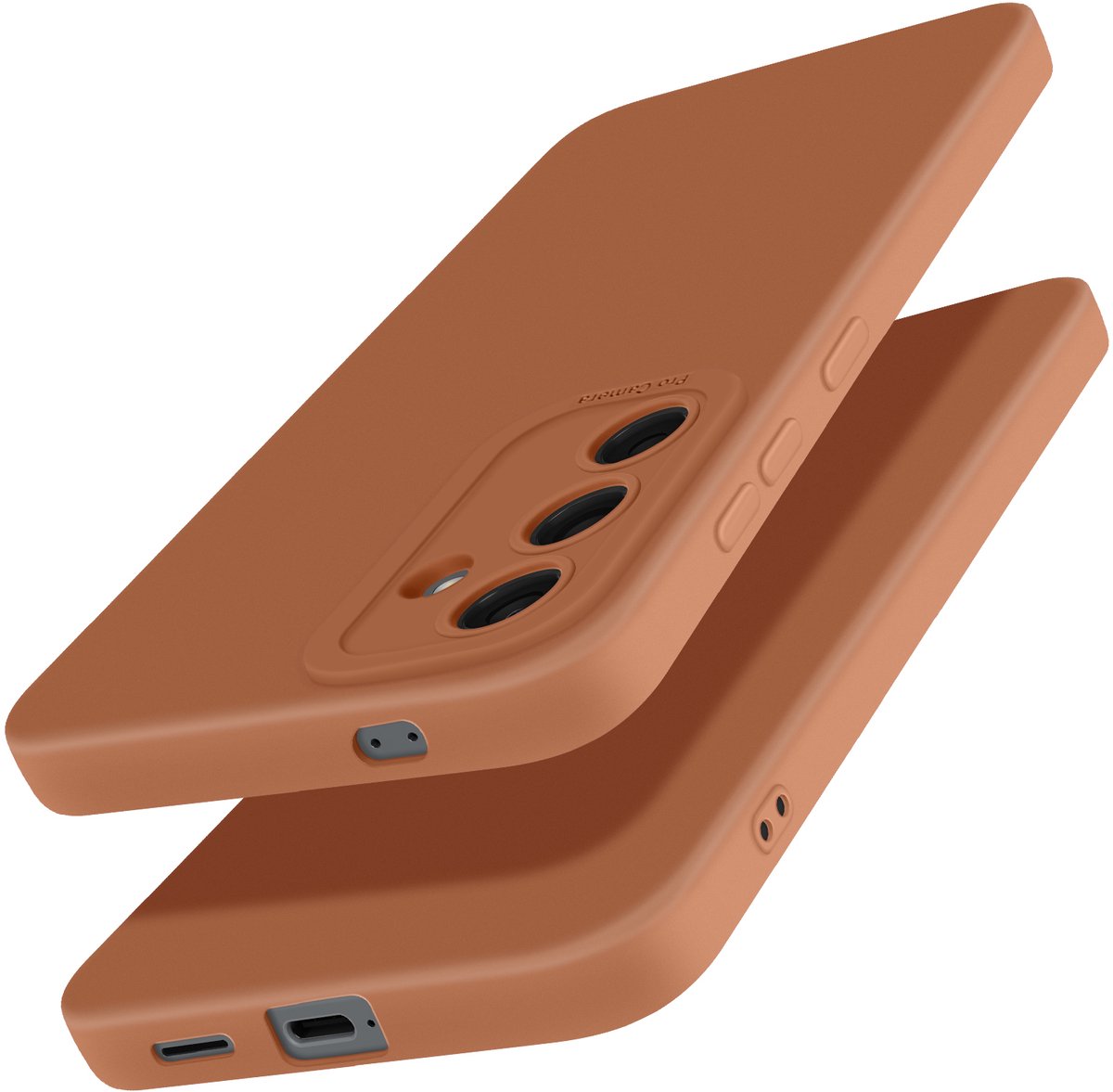 Avizar Hoesje Geschikt voor Samsung Galaxy S25 Silicone Zacht Camera Beschermd, Bruin