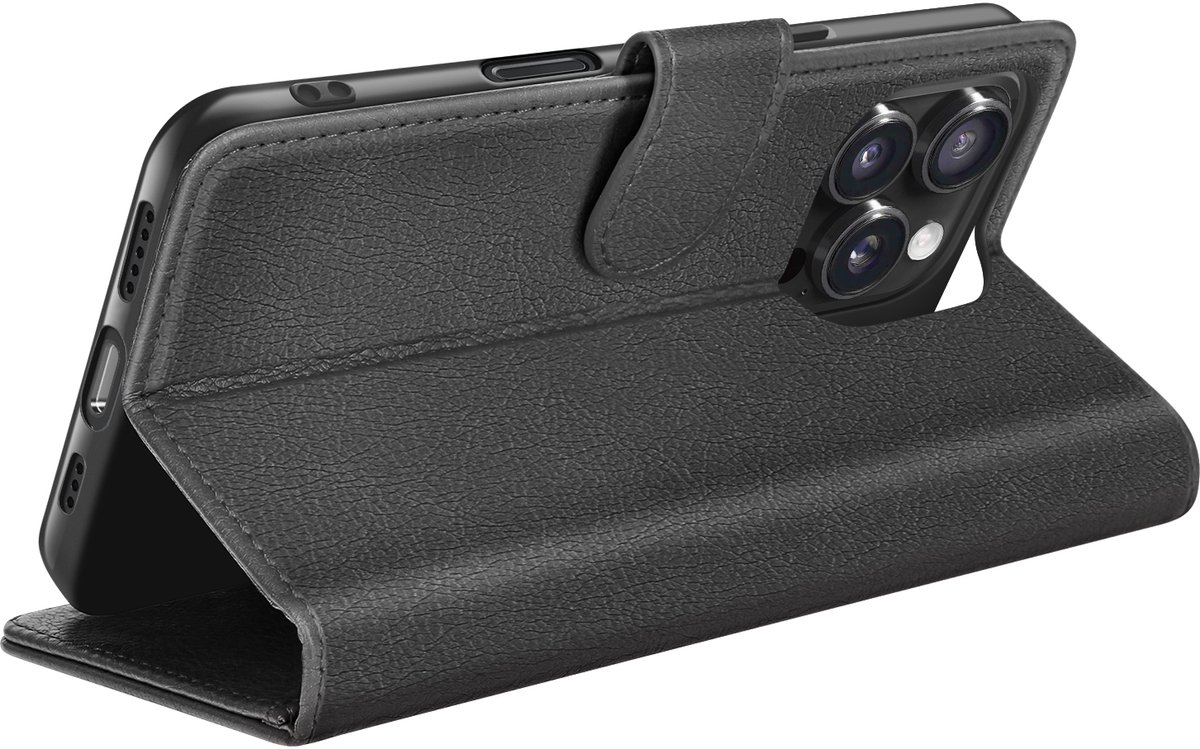 Zanae, Hoesje geschikt voor iPhone 16 Pro - Wallet Case & Magneetsluiting, Zwart