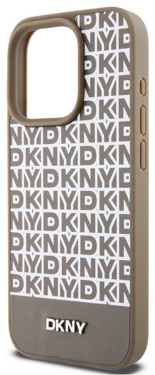 DKNY Repeat Bottom Stripe Back Case (MagSafe Compatible) - Geschikt voor Apple iPhone 14 Pro Max (6.7") - Bruin